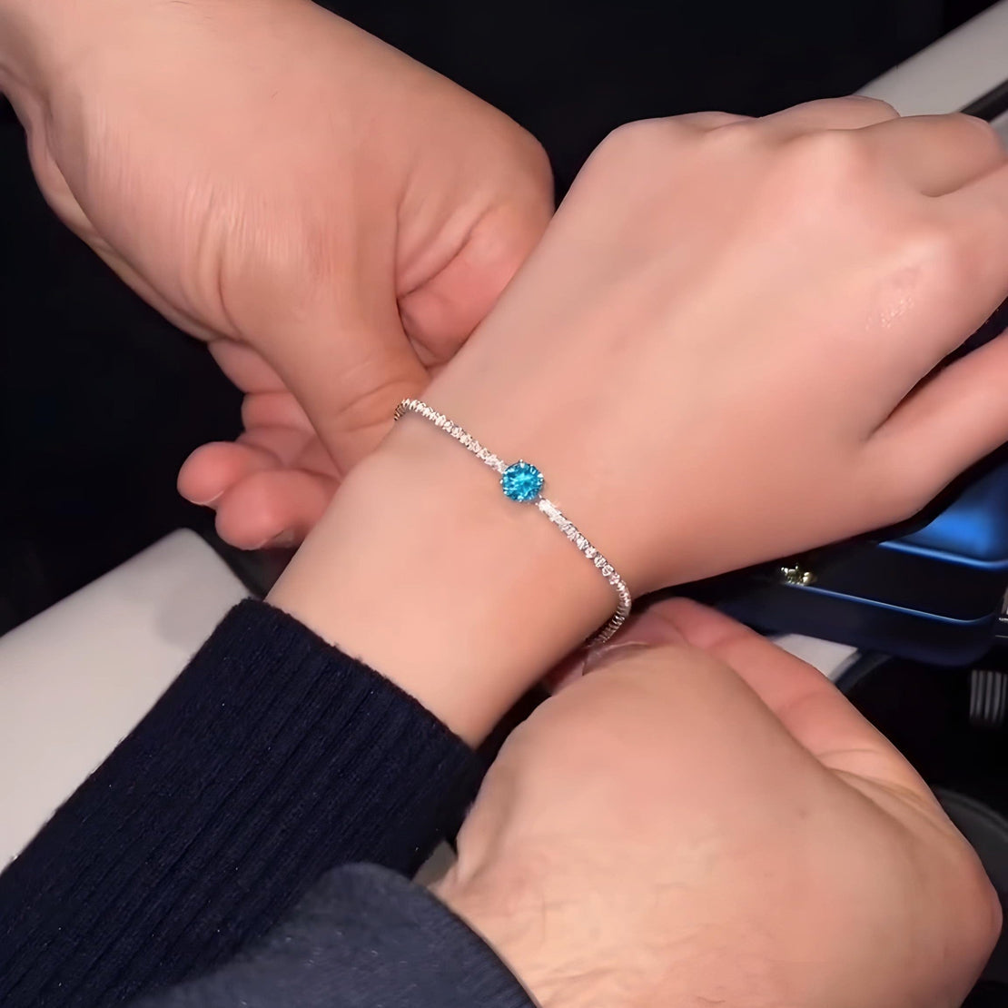 Silver Blue Brilliant Cut Bracelet